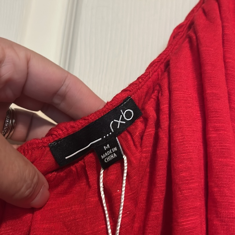 RXB Red One Shoulder Ruffle Top Size Medium - Picture 6 of 8